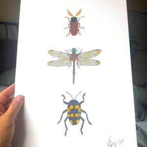 Big Insect Print, Original painting! Hand Made!